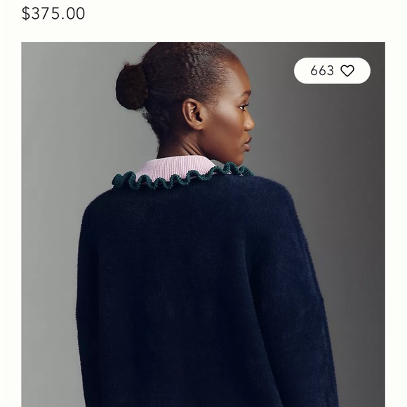 Essentiel Antwerp XL ORANGE/Red sweater with Blue ruffle Collar - Picture 10 of 11